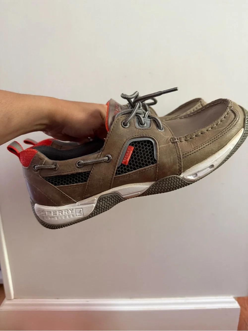 Sperry Top Sider Mens 10.5 M Sea Kite Sport Moc Boat Shoe Gray Leather Comfort